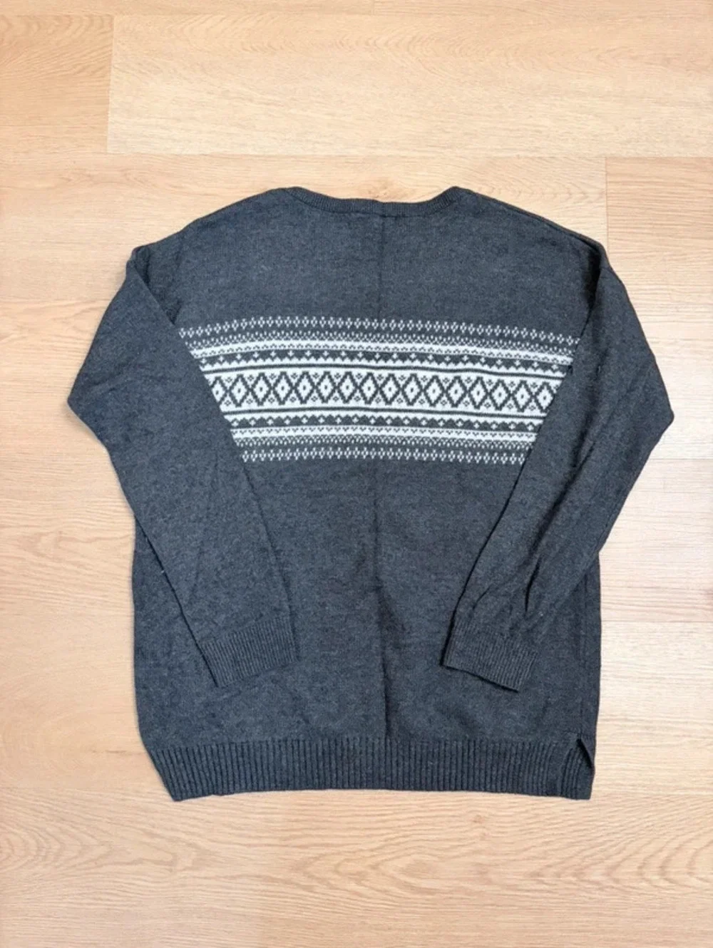 Banana Republic Men’s Fair Isle Wool Blend Sweater Charcoal Gray Size Small